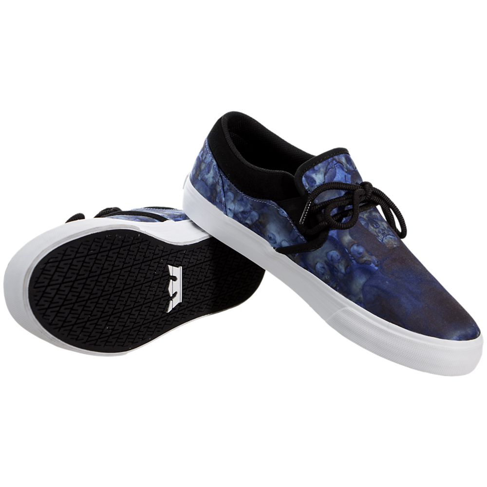 Baskets Basses Supra Cuba Bleu Blue Levitas Print/Black-White Homme | HCC-24624387